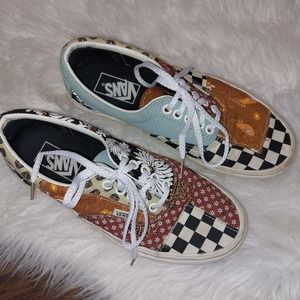 Vans Era Tiger Patchwork Shoes Sneakers Size M 6.5 W 8 EUC